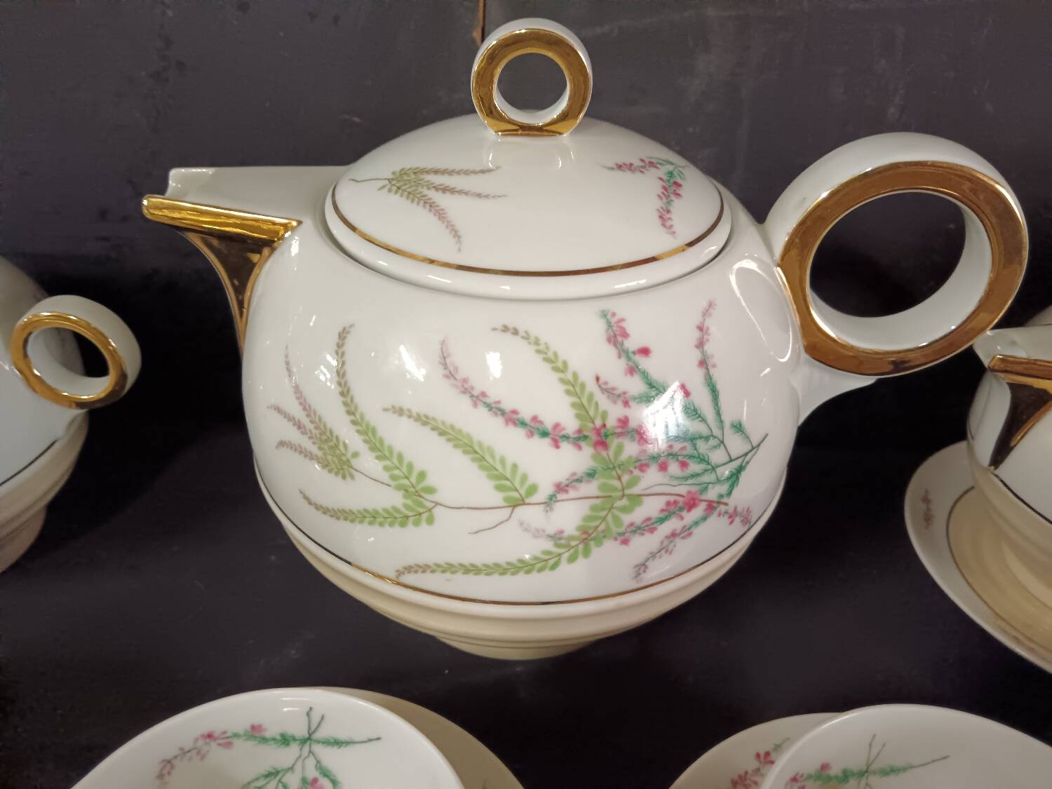 Porcelain coffee service from Limoges, Charles Ahrenfeldt manufacture.