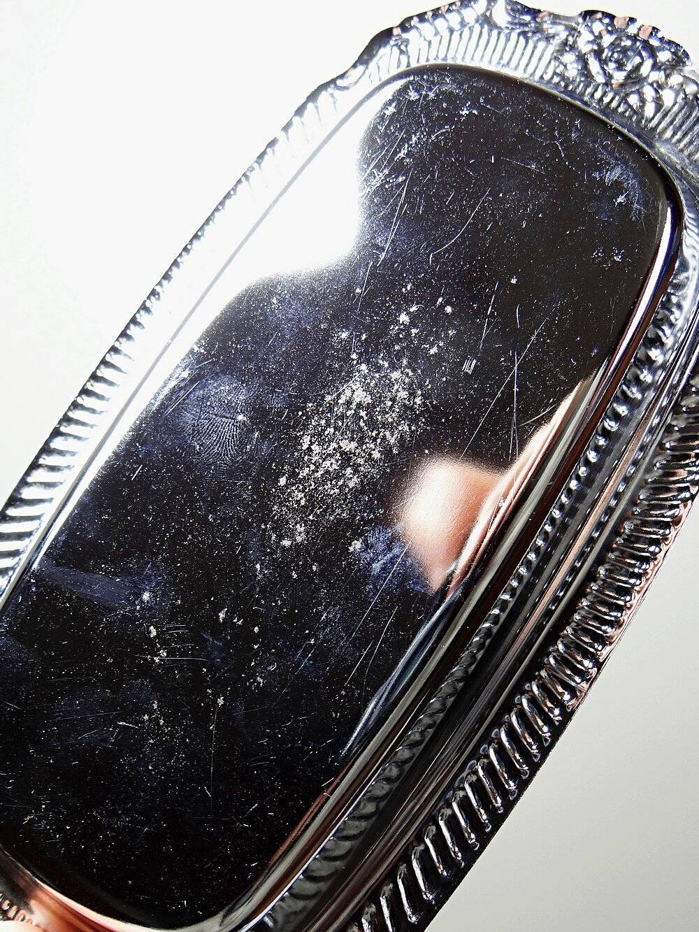 Silver-plated/inox vintage butter dish from the 1960s-1980s in Rococo style.