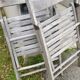 Pair of folding garden chairs in solid teak