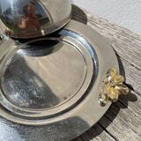 Silver-plated metal butter dish with knots