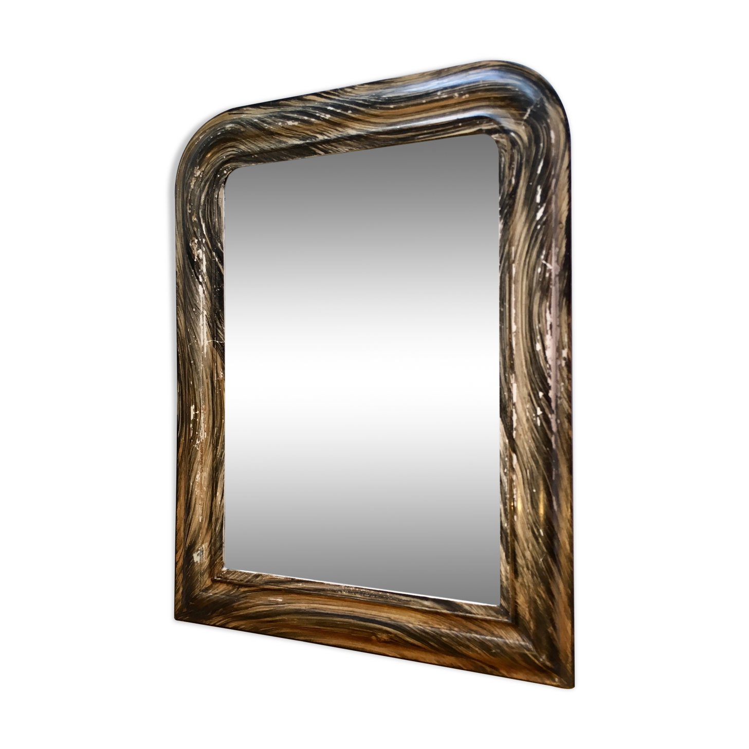 Blackened wood mirror patina effect 50x38cm