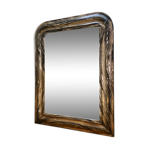 Miroir bois noirci effet patine 50x38cm