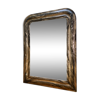 Blackened wood mirror patina effect 50x38cm