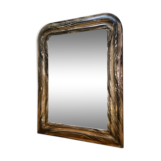 Miroir bois noirci effet patine 50x38cm