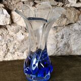 Large vintage blue glass vase