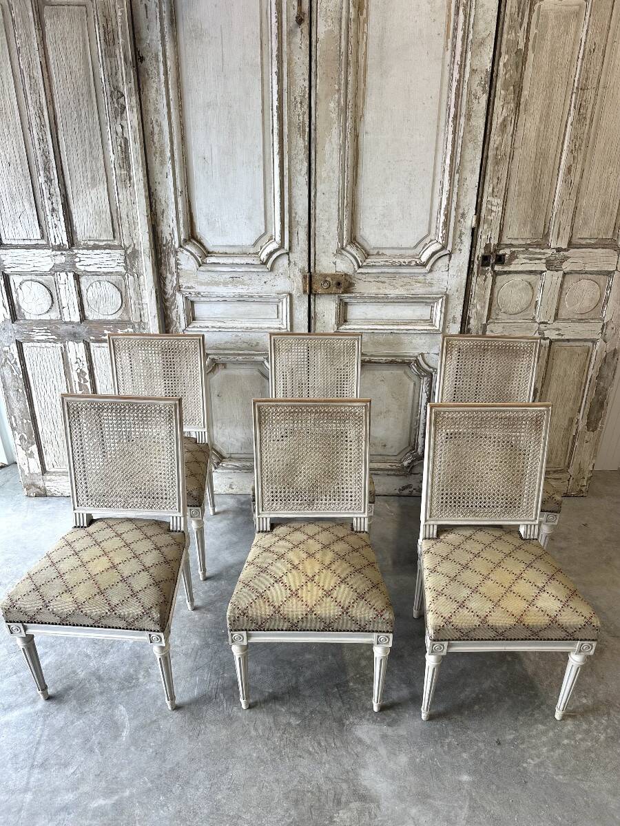 Set of 6 lacquered Louis XVI chairs circa 1950
