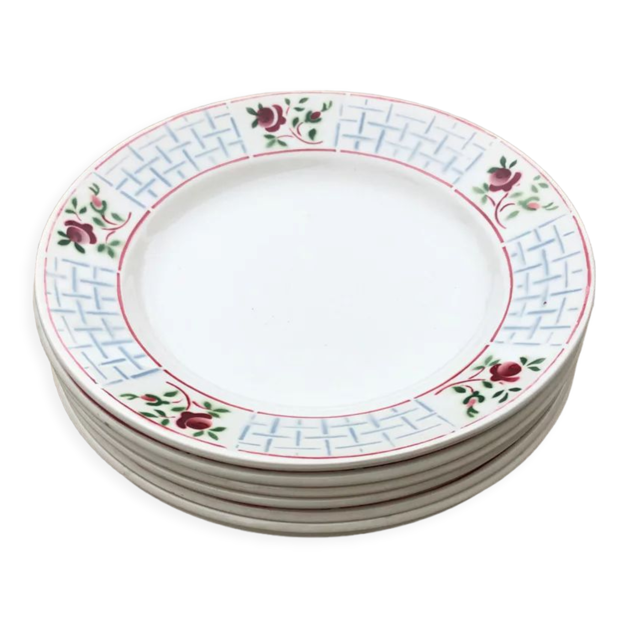 Ensemble de 7 assiettes plates christiane sarreguemines et digoin