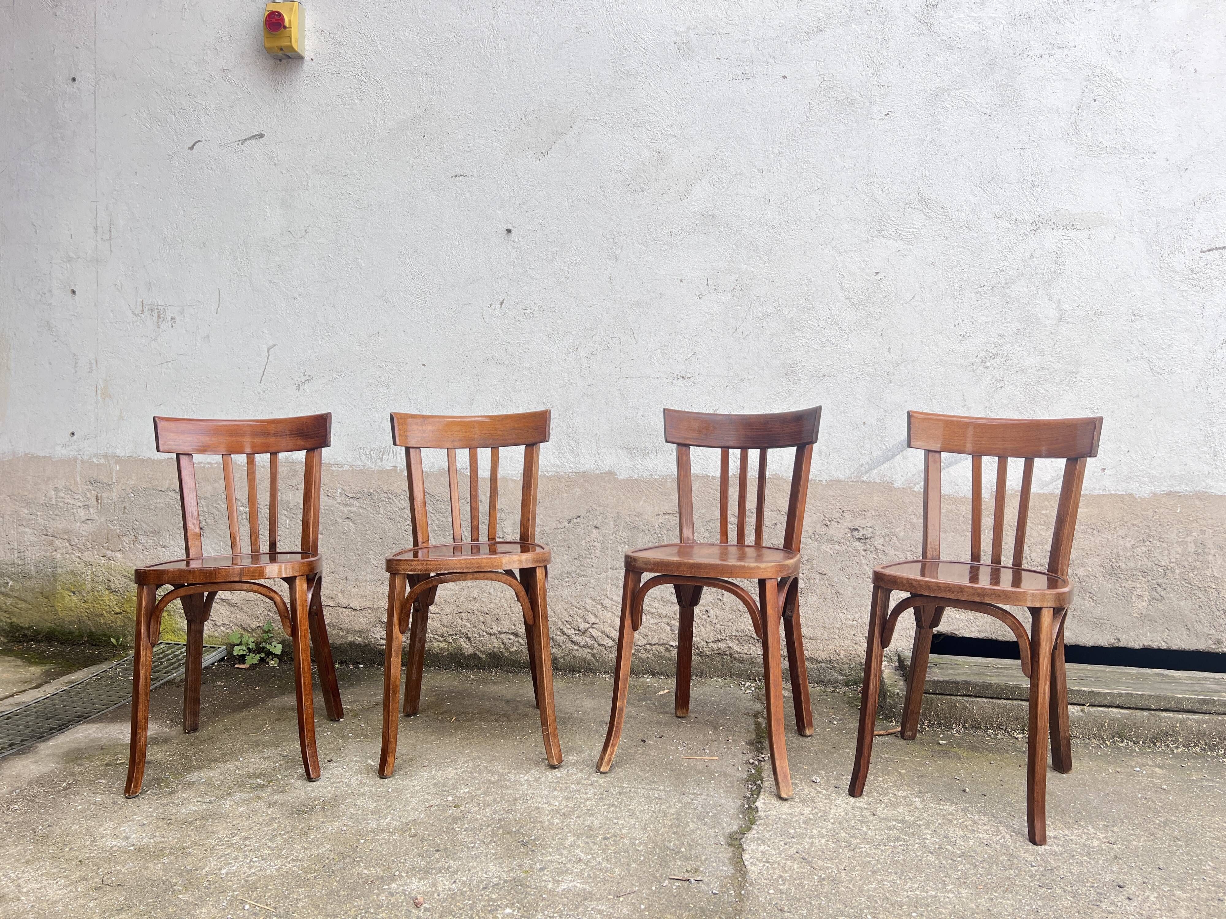Lot 4 baumann chairs - bistro bar brasserie bohème vintage 1950 old