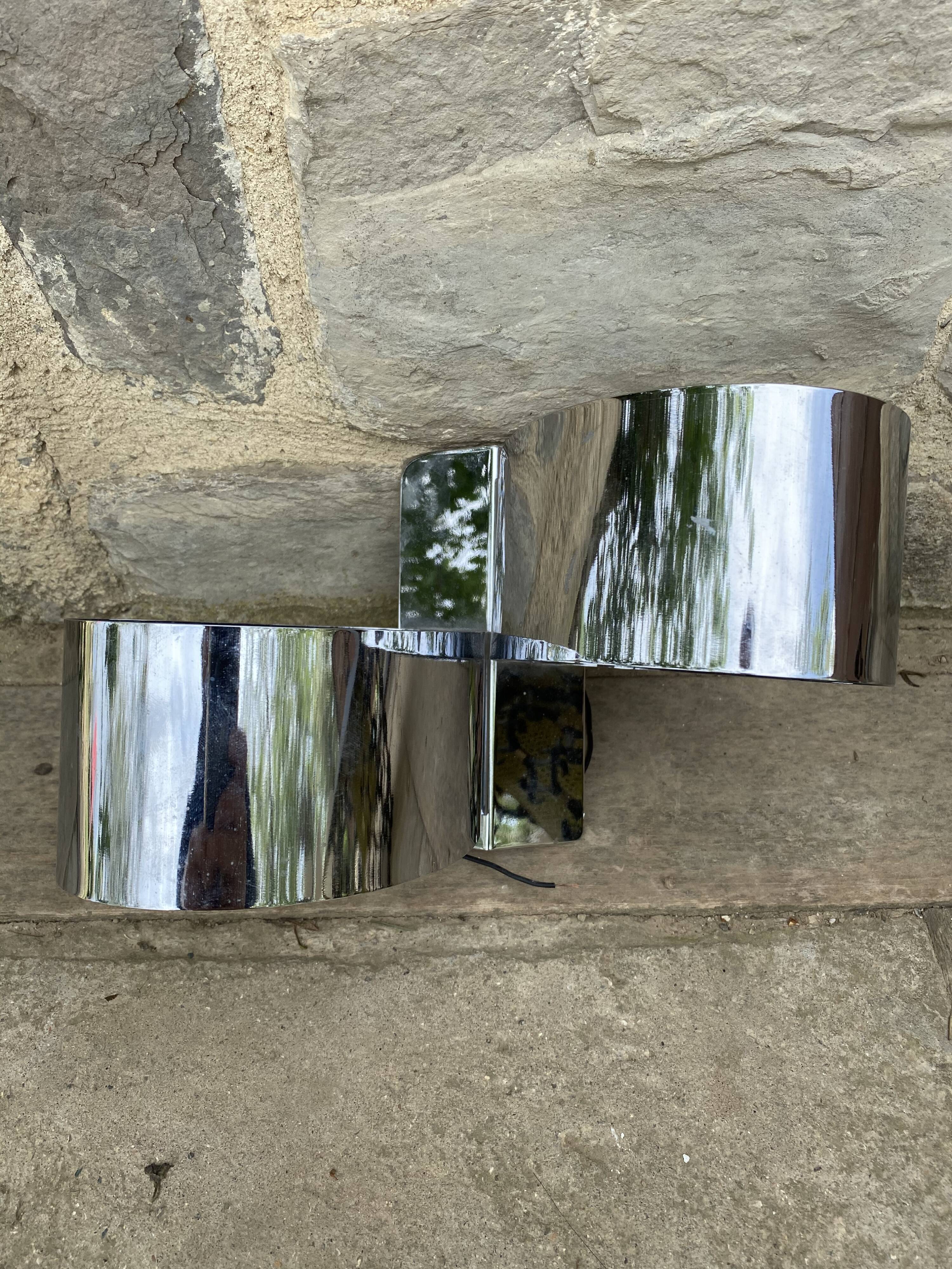 1970 chrome design wall lamp