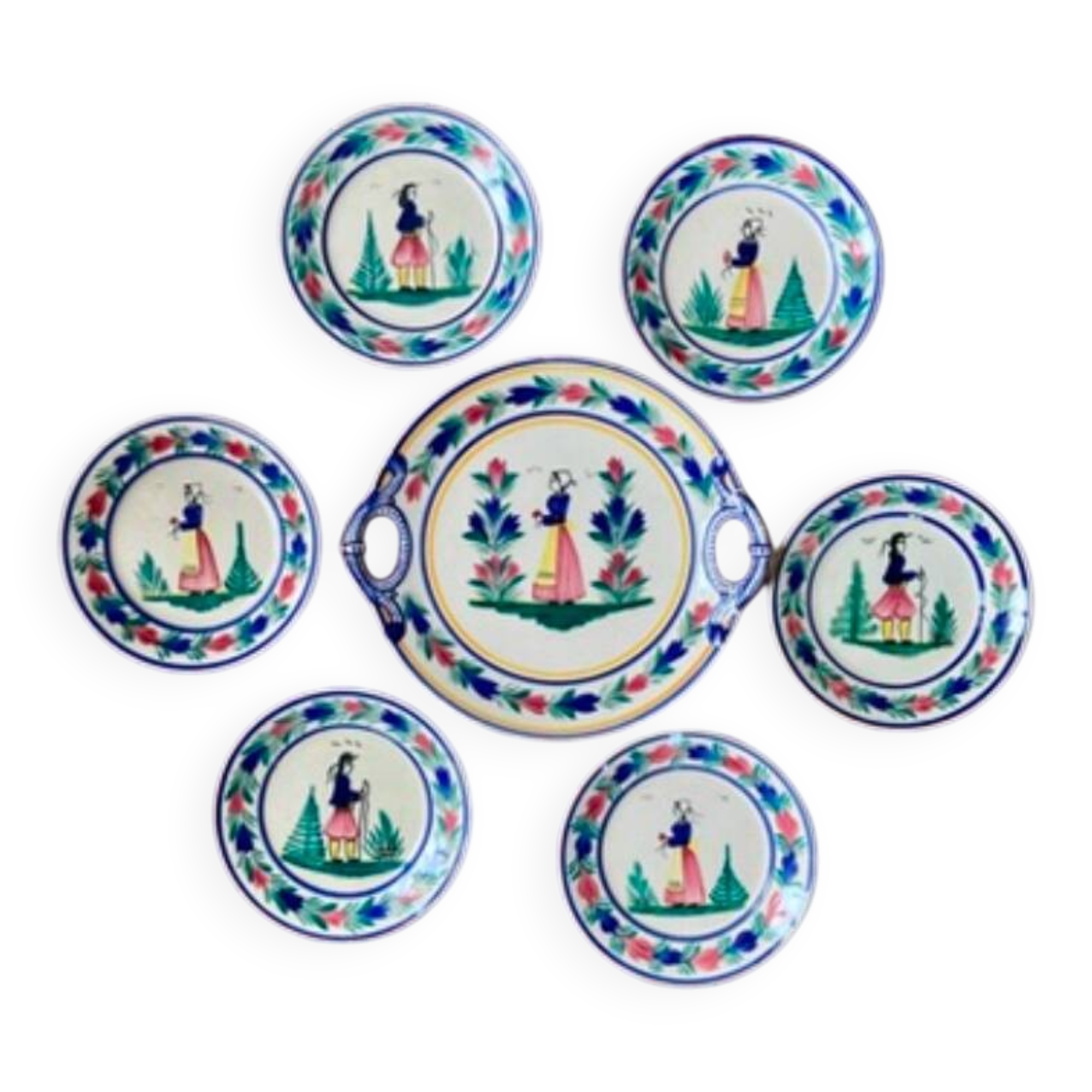 Henriot Quimper dessert service