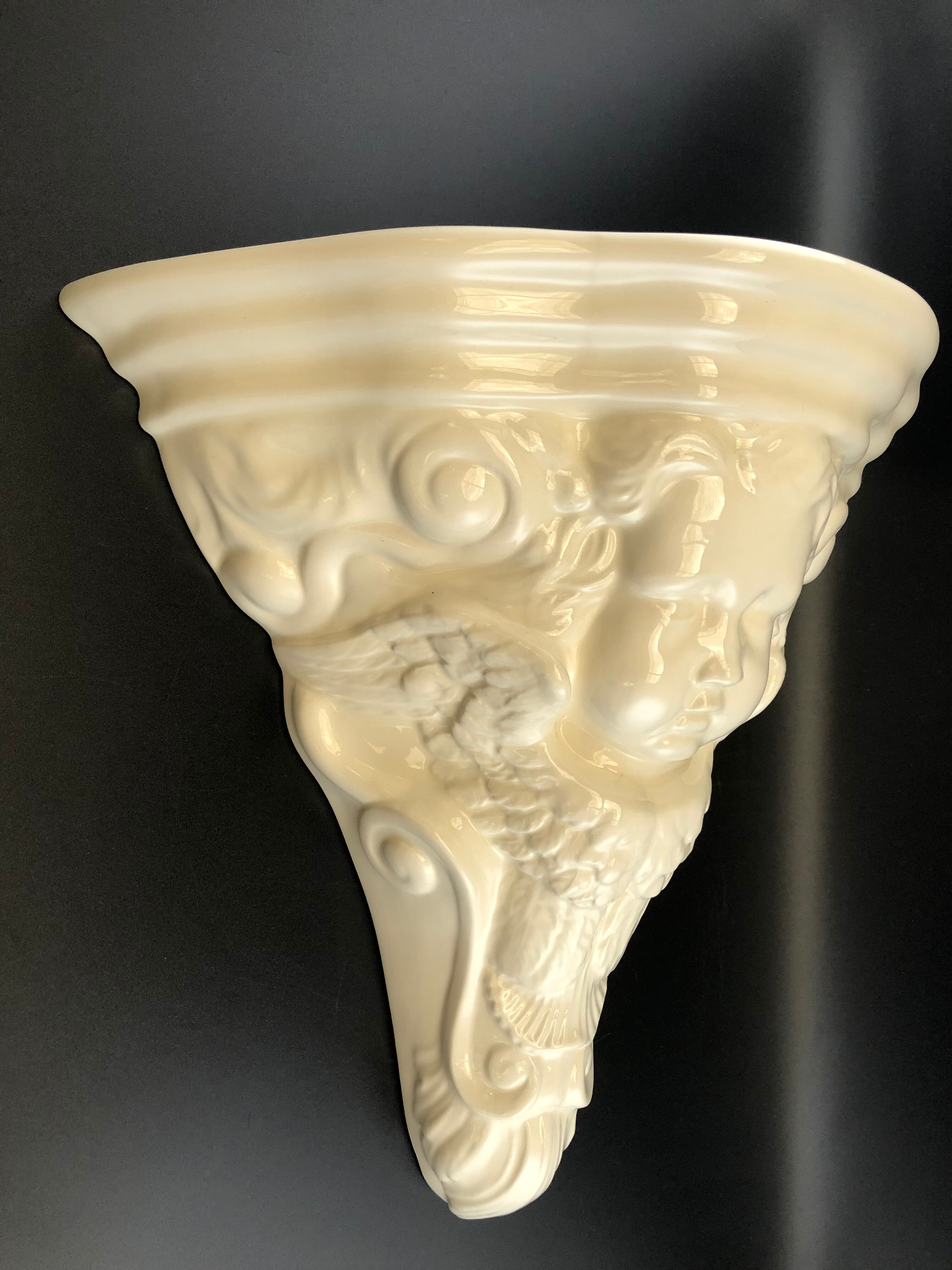 Wall lamp putti ceramic gien angel console