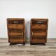 Art Decò walnut bedside tables with door and drawer