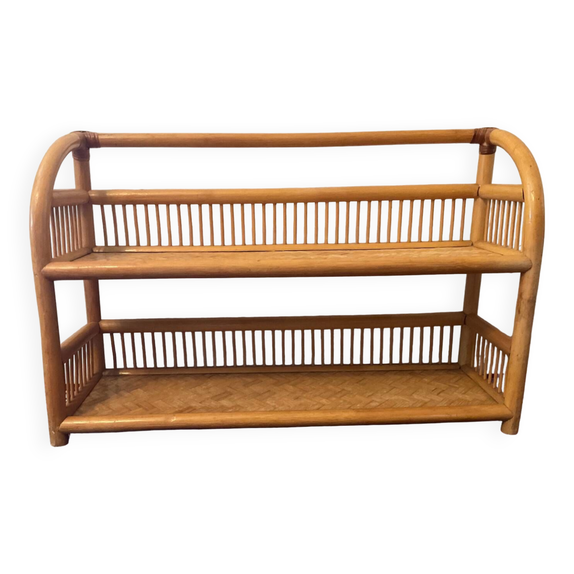70s rattan shelf