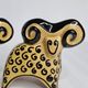 Two stylized rams in glazed ceramic, vintage, Kasakhstan