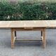 Renovated extendable farmhouse table in raw solid wood and marquetry 210cm