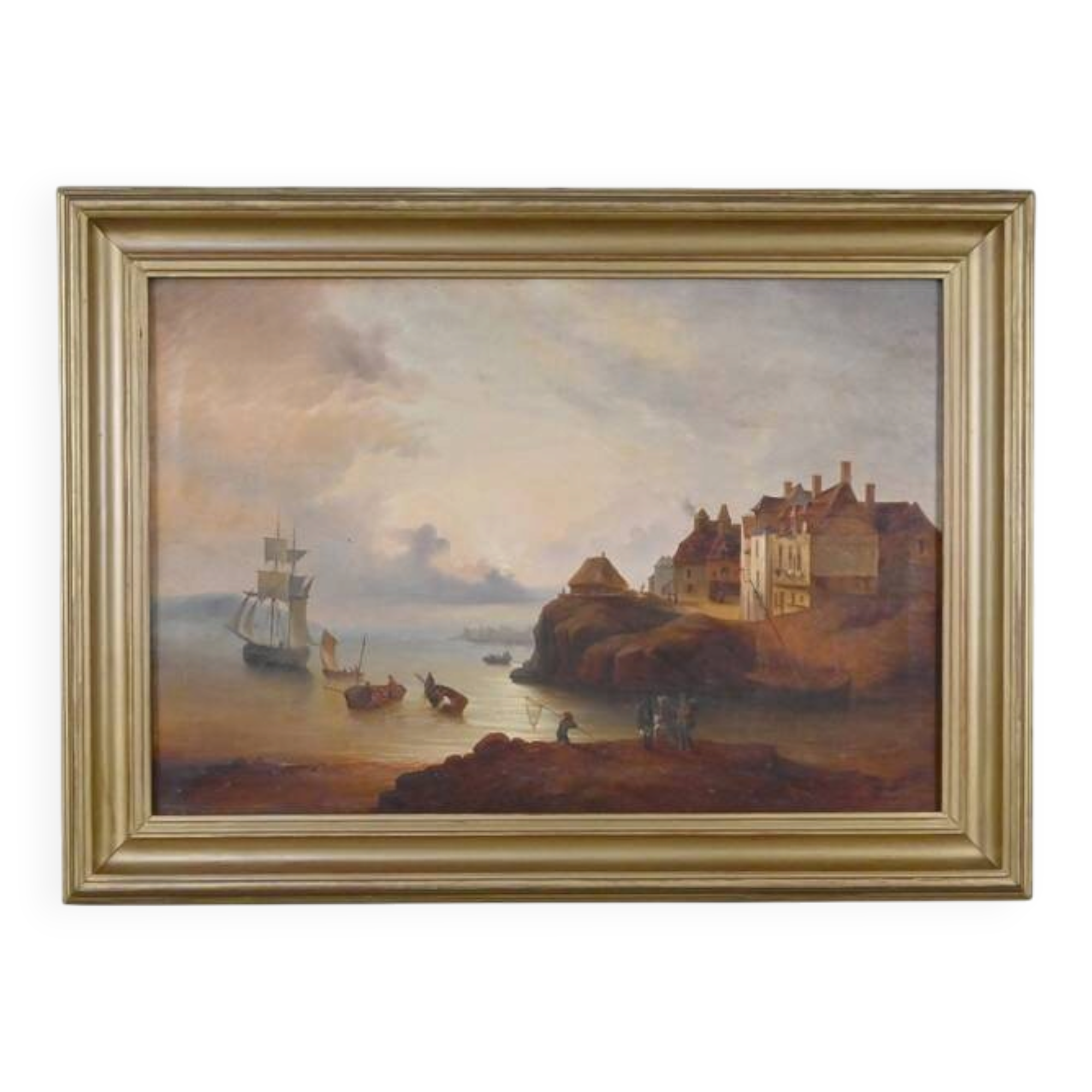 Tableau « Lumière sur le port », école française du XIXe