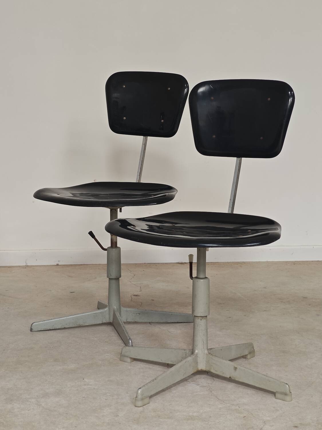 Adjustable industrial chair metal Czechoslovakia 1960