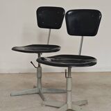 Adjustable industrial chair metal Czechoslovakia 1960