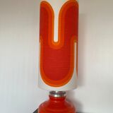 Orange opaline serpentine table lamp and vintage fabric
