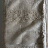 Trousseau sheet in linen thread with Nabeul silk embroidery, old-new