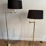 Paire de lampes liseuses ajustables à bras amovibles en laiton attribué à la Maison Jansen