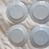 Montereau 6 plates faience fine white pearl restoration before 1819 hollow mark