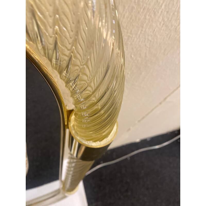 Impressive “Torciglione” Gold Murano Glass Wall Mirror in Barovier Style