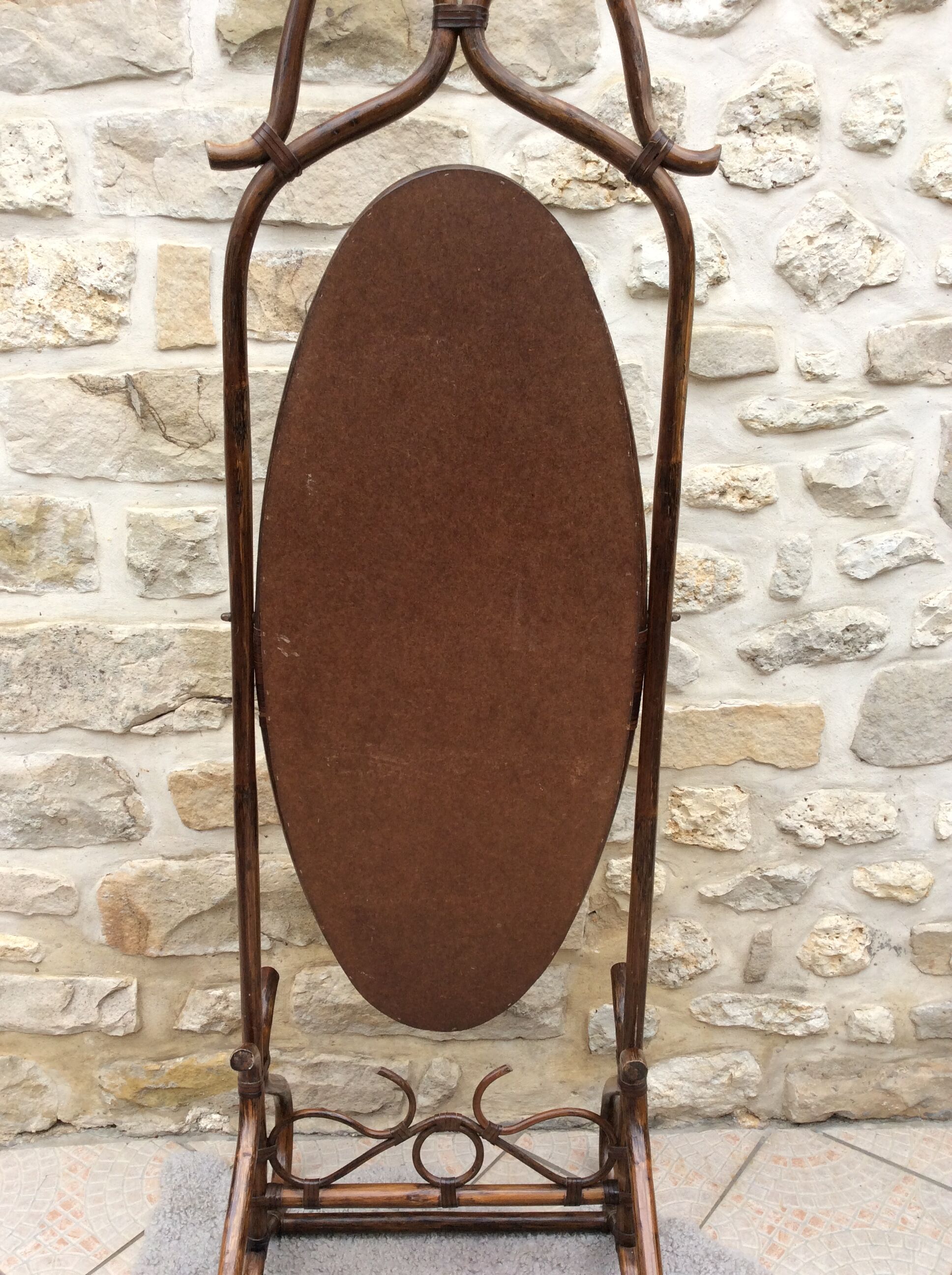 Brown rattan floor mirror 57x176cm