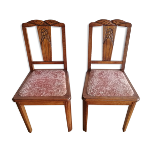 Lot de 2 chaises années - rose velours