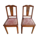 Lot de 2 chaises années 50 chêne et velours rose