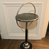 Pedestal table with handle in chrome metal and black wood - Czechoslovak work, 1950: