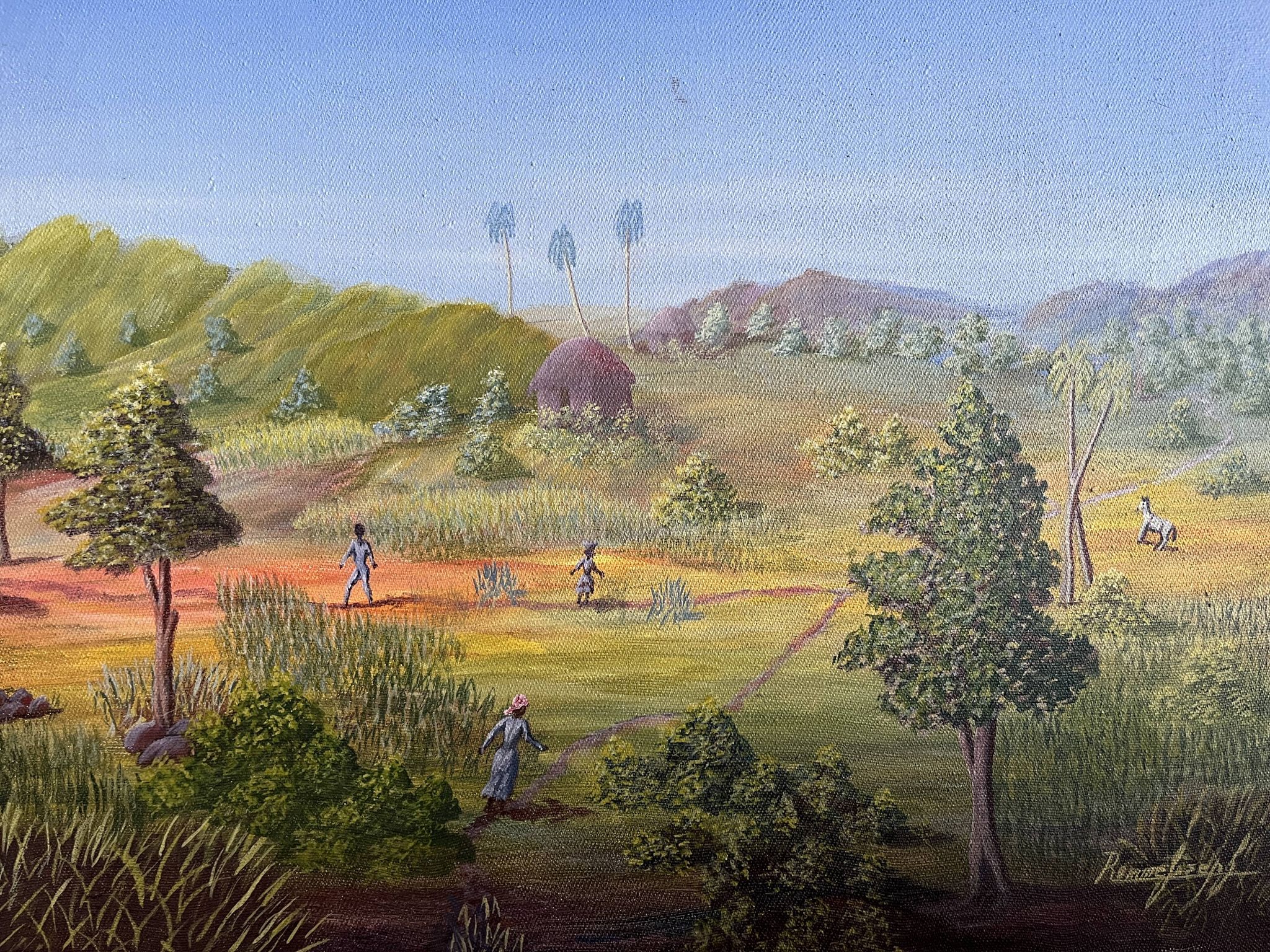 ROMME Joseph, animated naive landscape HST Haiti 20th century