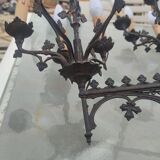 Pair of cathedral sconces of the nineteenth century in bronze with 5 burners
