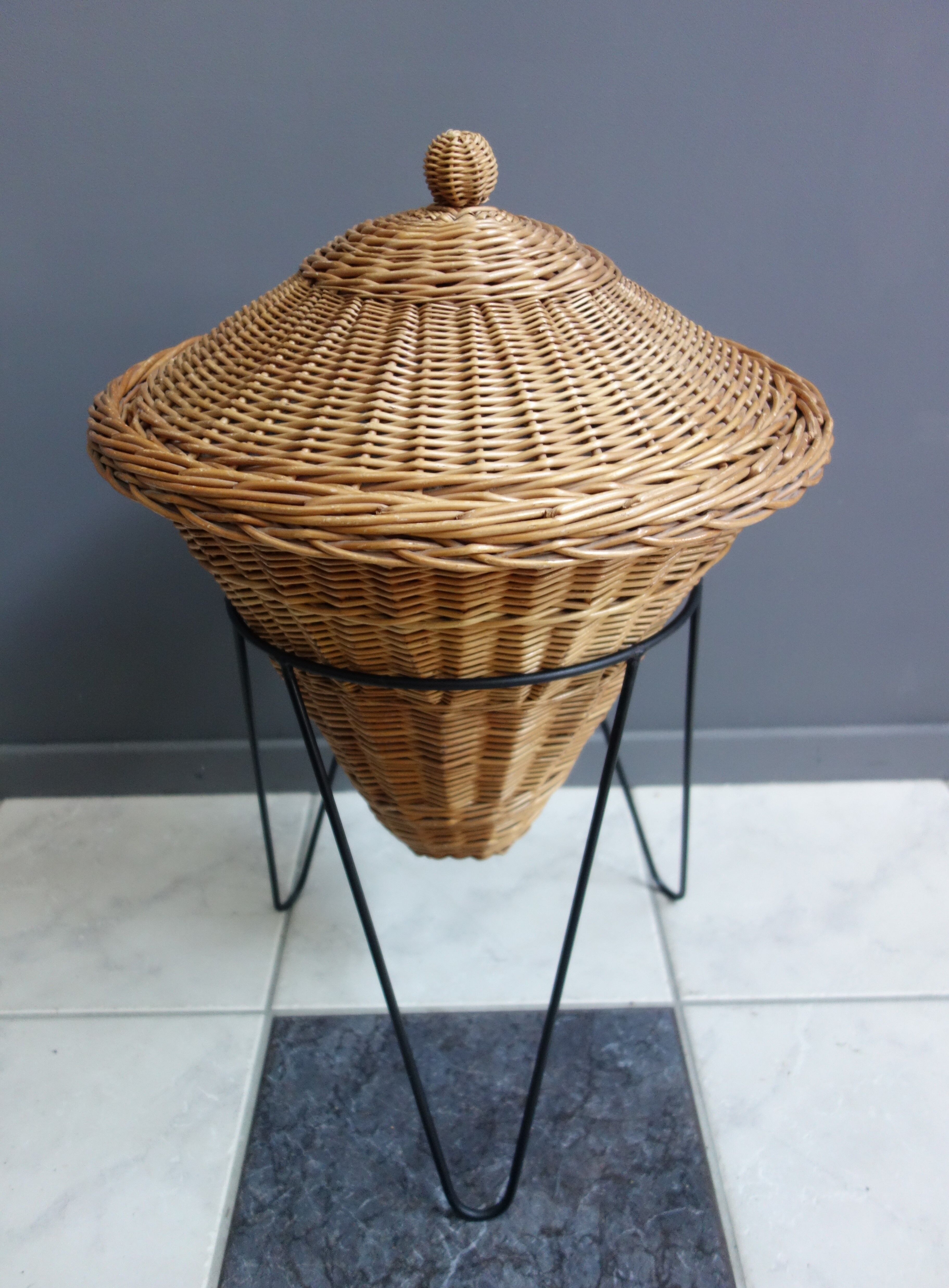 Rattan sewing basket 1950