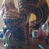 Large XXL cracked ceramic rooster 62 cm.