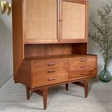 Scandinavian teak and rattan sideboard