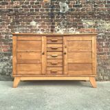 Buffet reconstruction René Gabriel vintage, meuble ancien dit de sinistrés