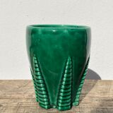 Green art deco ceramic vase
