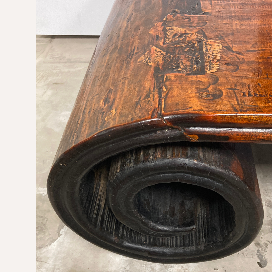 Midcentury Chinese antique scroll coffee table