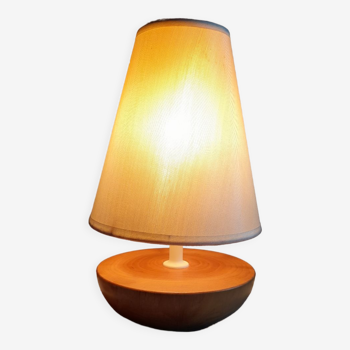 Lampe de table bois blond et tissu écru