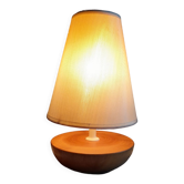 Lampe de table bois blond et tissu écru