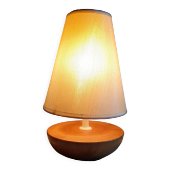 Lampe de table bois blond et tissu écru