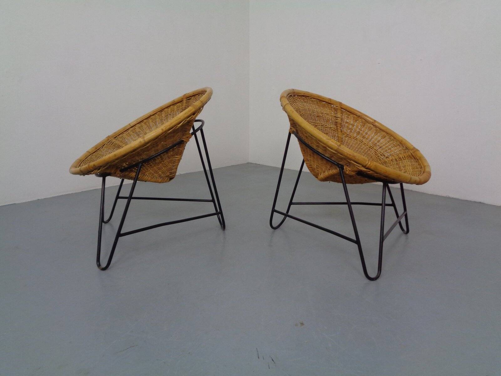 Mid-Century German Bamboo Chairs, 1960s, Set of 2