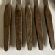 Set of 6 Scandinavian table knives, stainless steel blade, teak handle.
