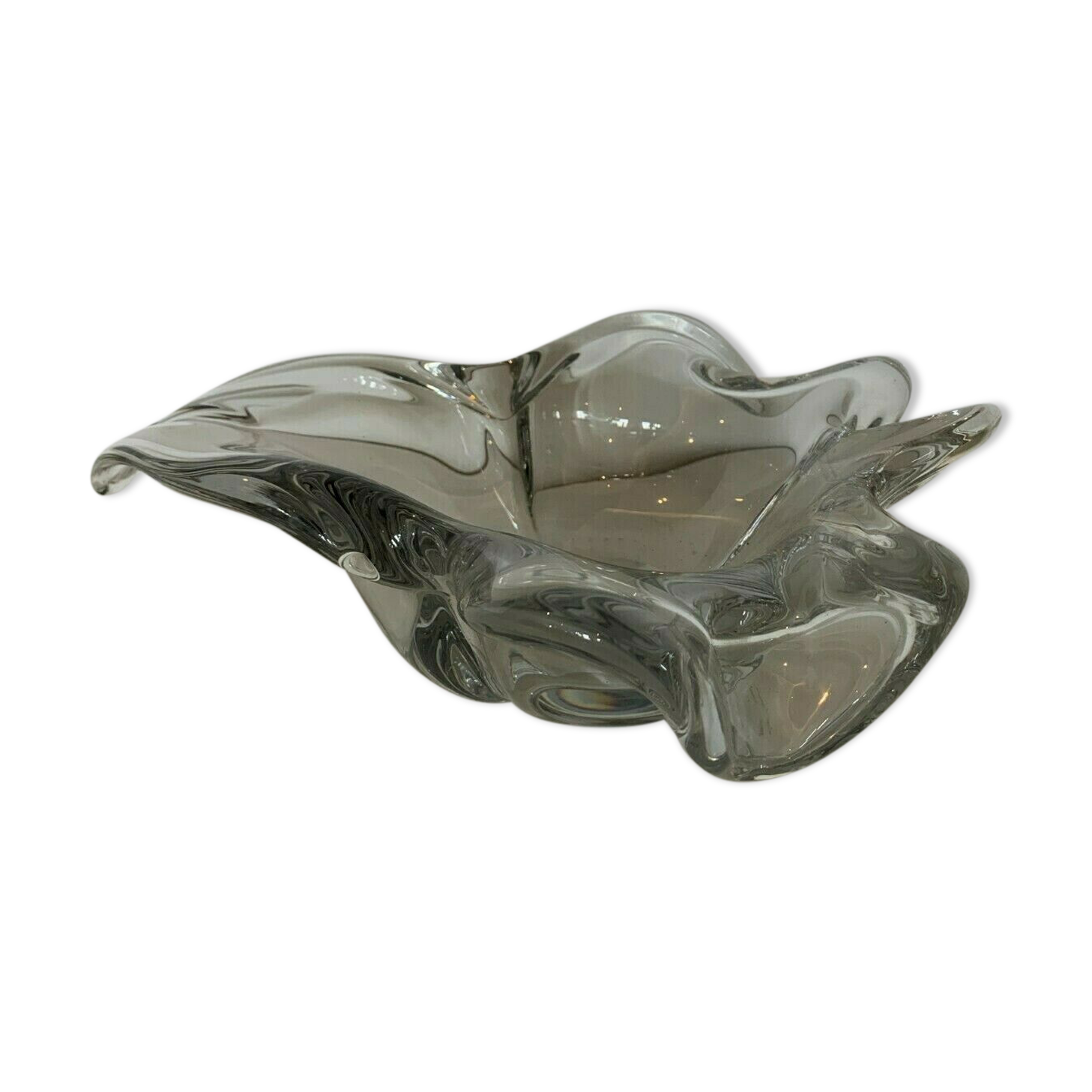 Leaf-shaped table centre of lorraine 20th century crystalry