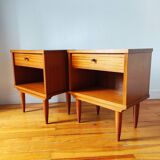 Paire de tables de chevet scandinave Vintage 1960