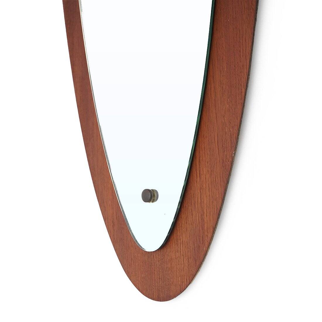 Oval wall mirror in teak, 1960s