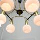 Mid-Century Modern Italian Brass and Opaline Chandelier