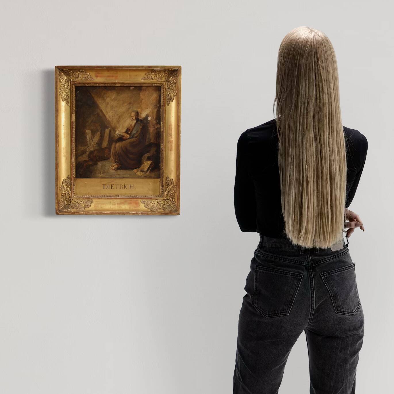 Antique painting on panel depicting Hermit from the 18th century