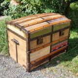 Wooden trunk vintage patchwork decor